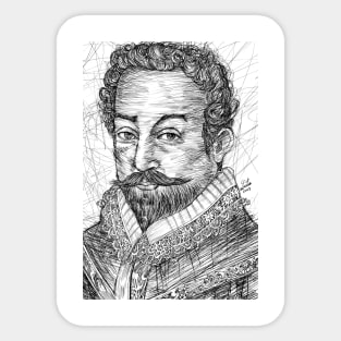 FRANCIS DRAKE ink portrait Sticker